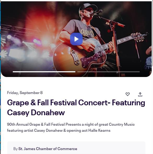 Concert Featuring Casey Donahew Grape & Fall Festival, St. James